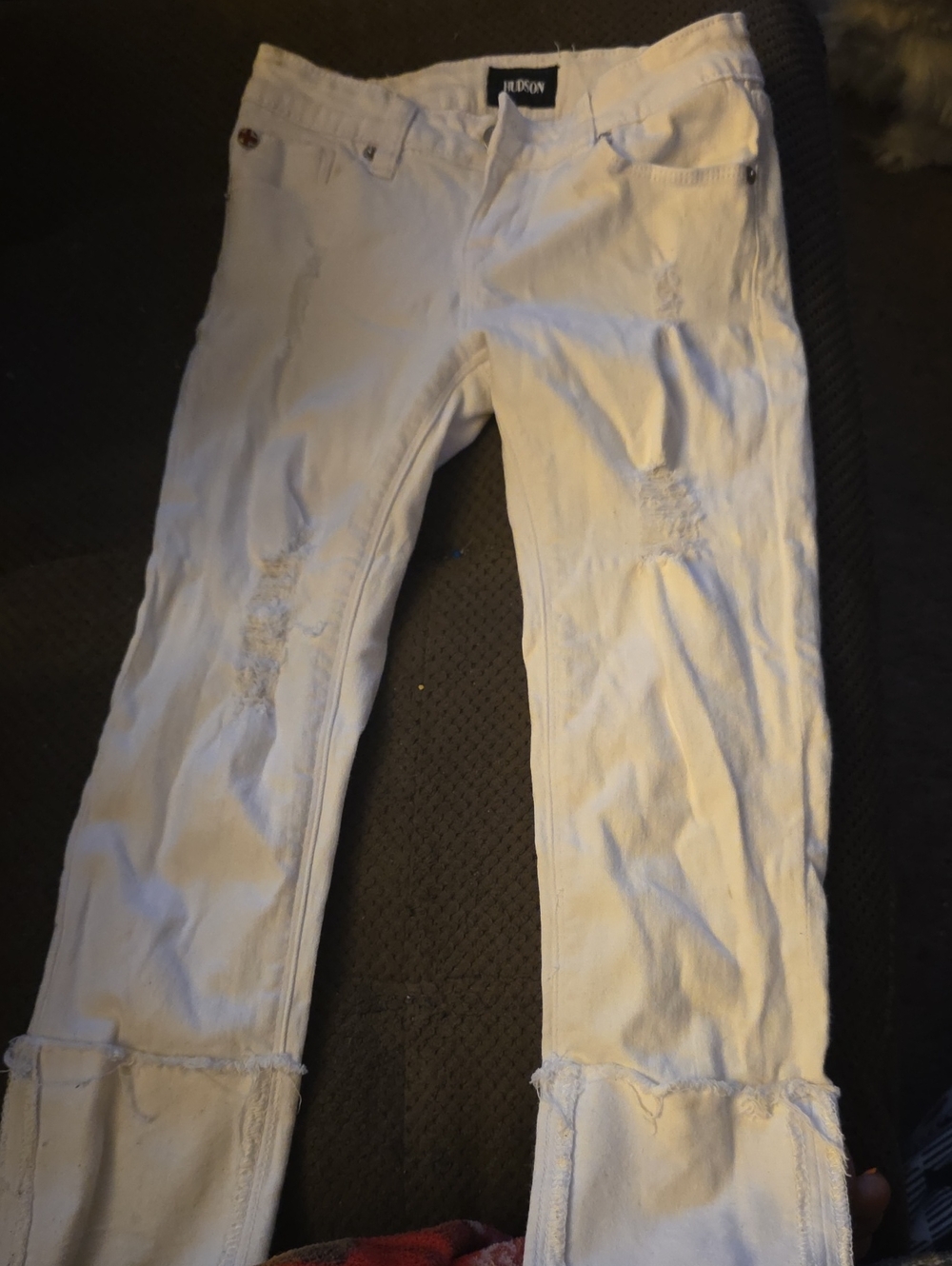 Hudson Girls Jeans White Flare Distressed Hem Jeans